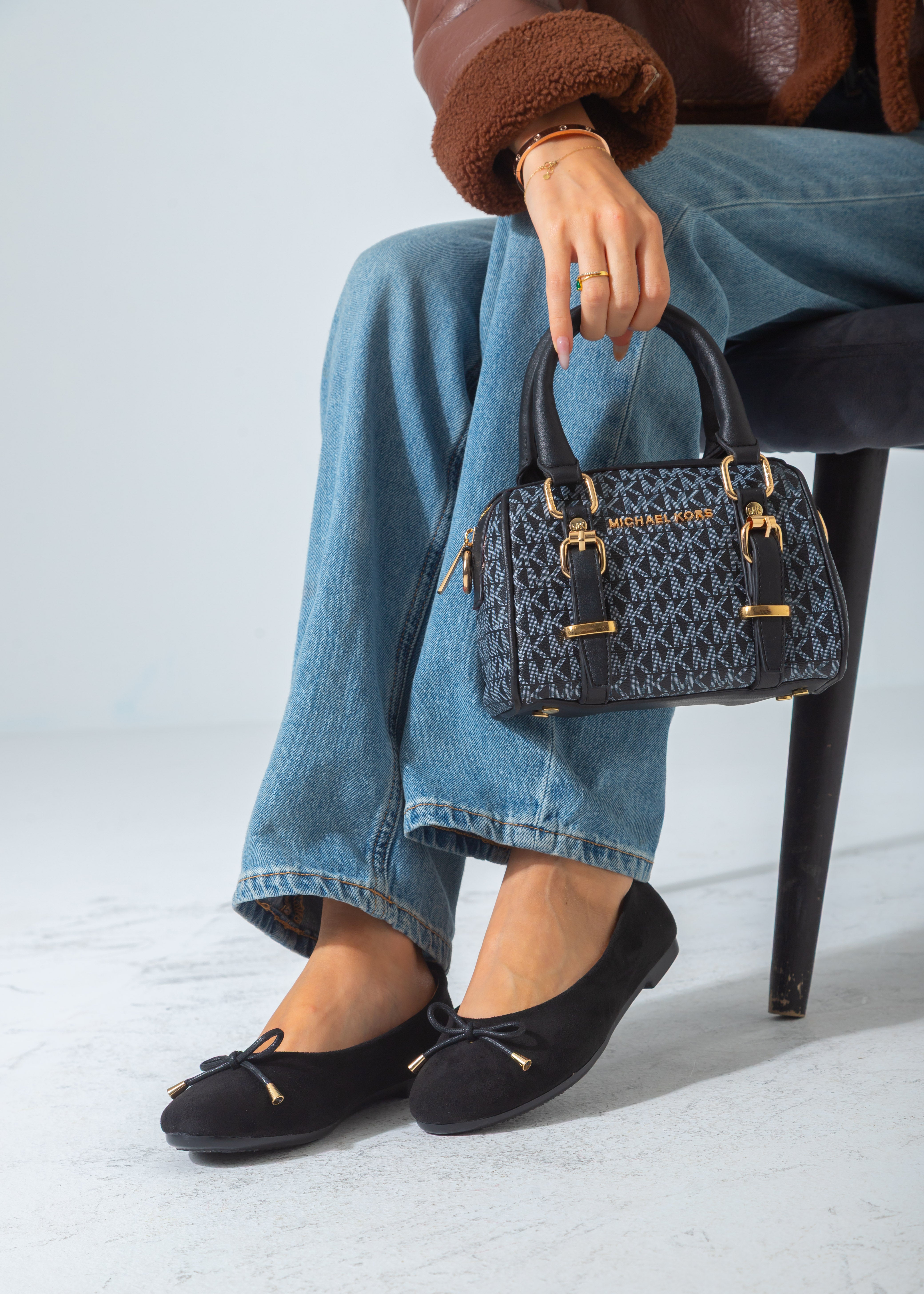 MK Logo Print Mini Barrel Bag-dark blue