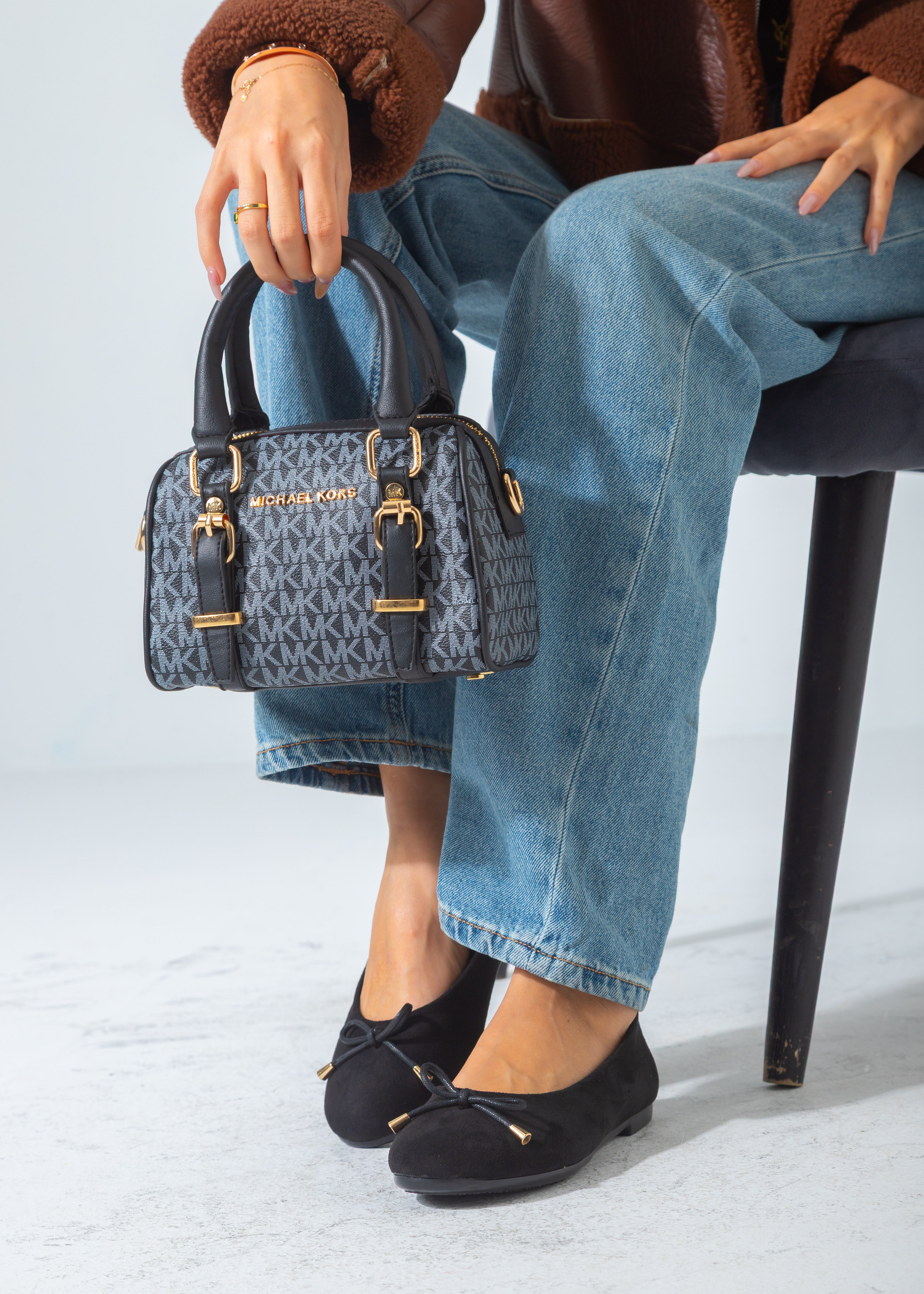 MK Logo Print Mini Barrel Bag-dark blue