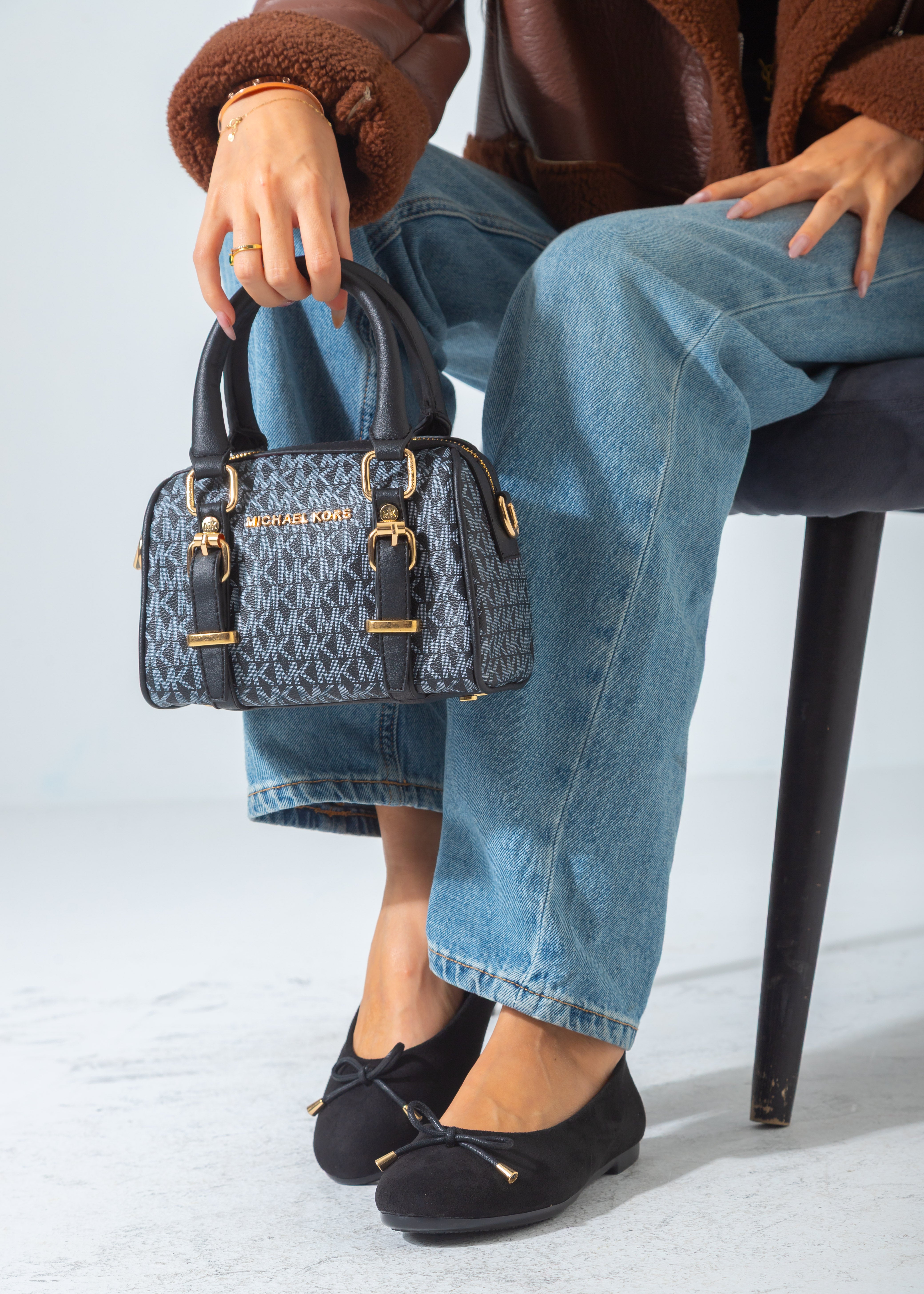 MK Logo Print Mini Barrel Bag-dark blue