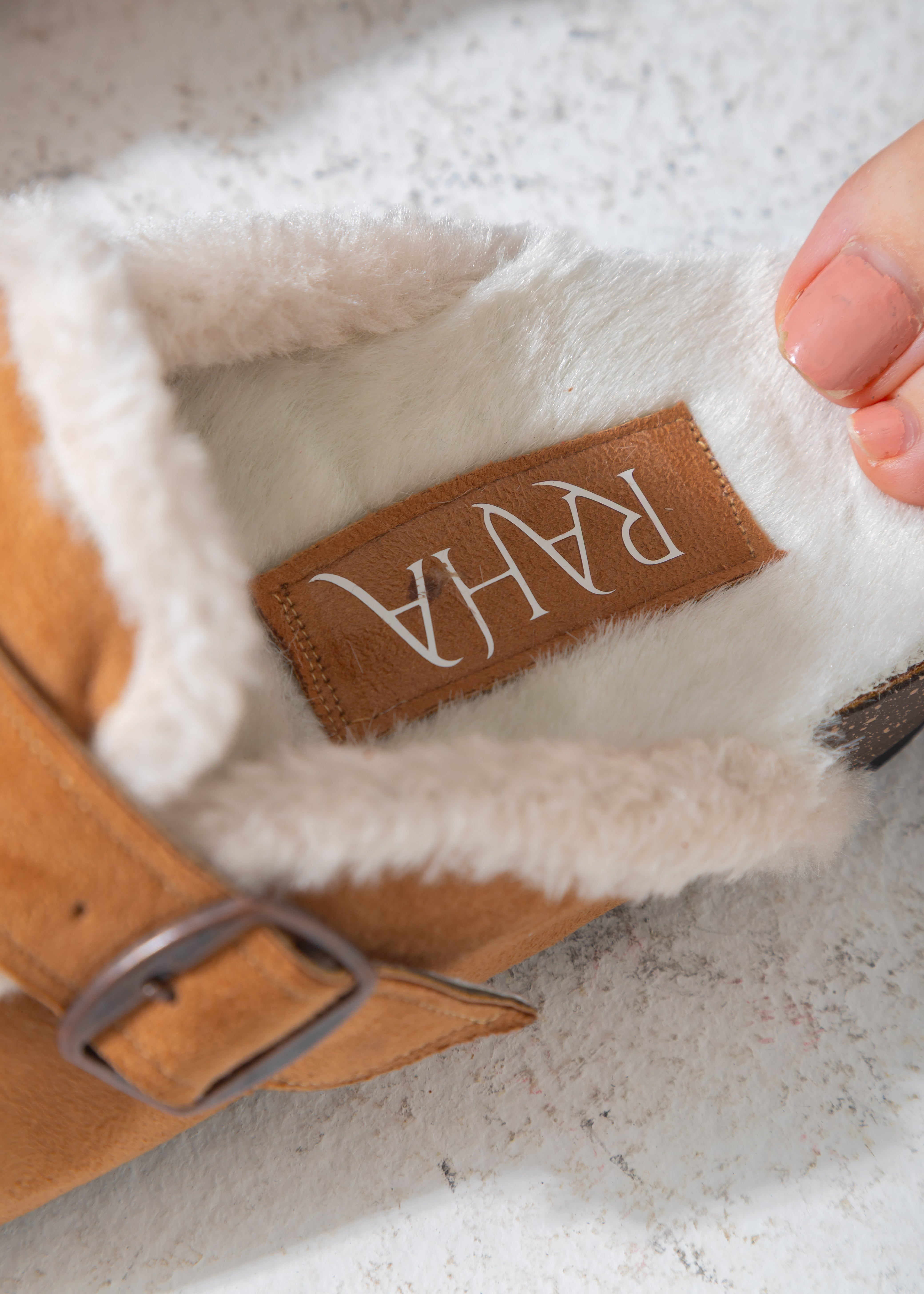 Faux-Fur Buckle Clogs-camel