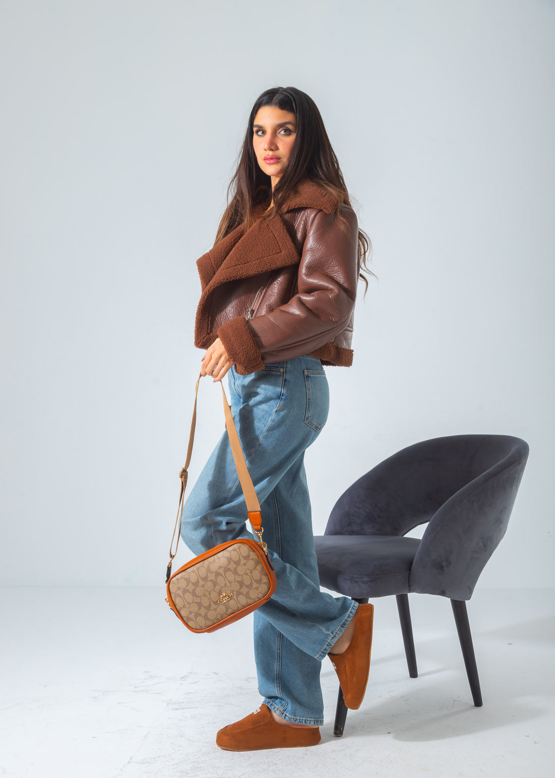 Structured Crossbody Bag-camel