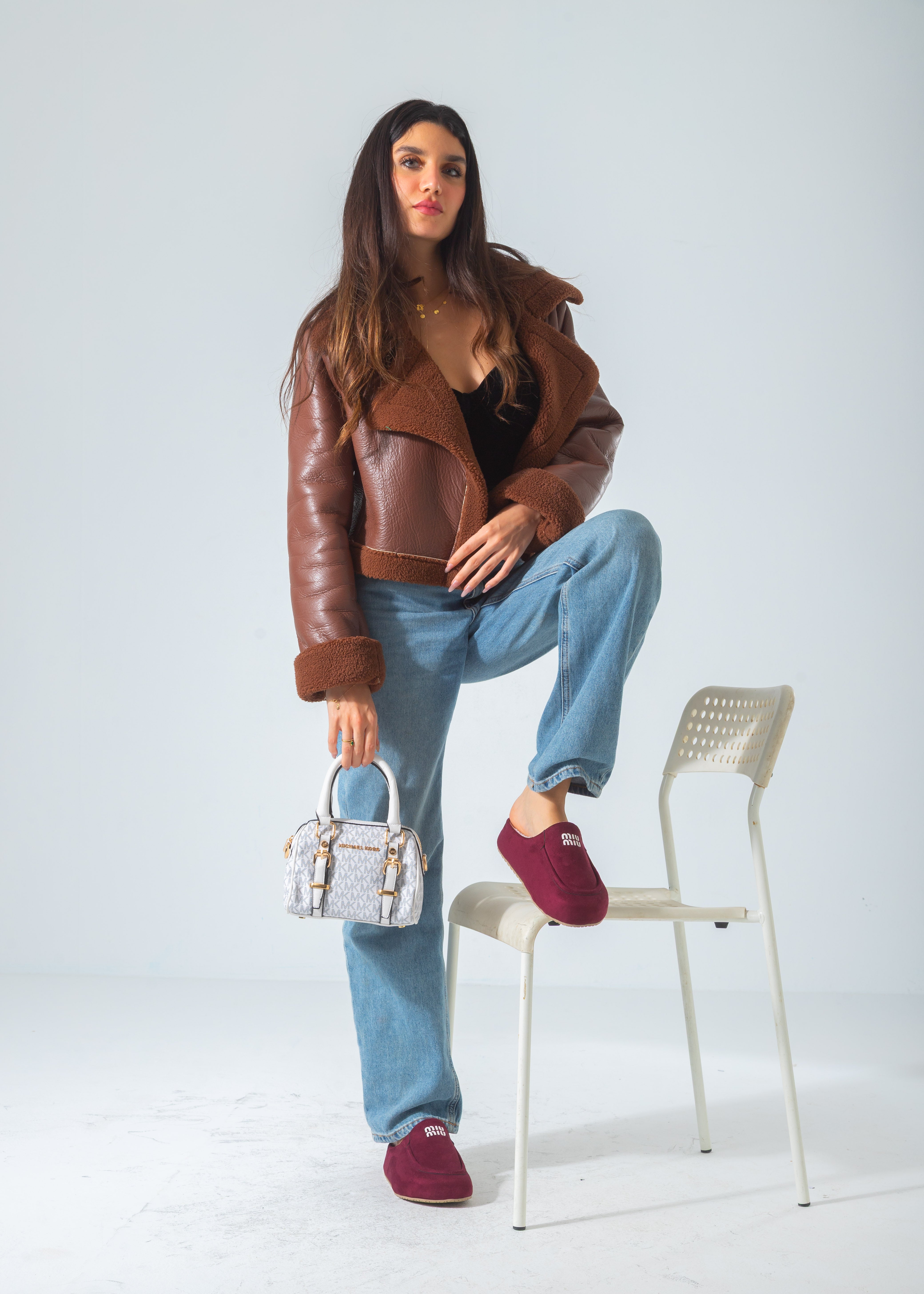 Buckled Mini Duffle Satchel Bag-off-white