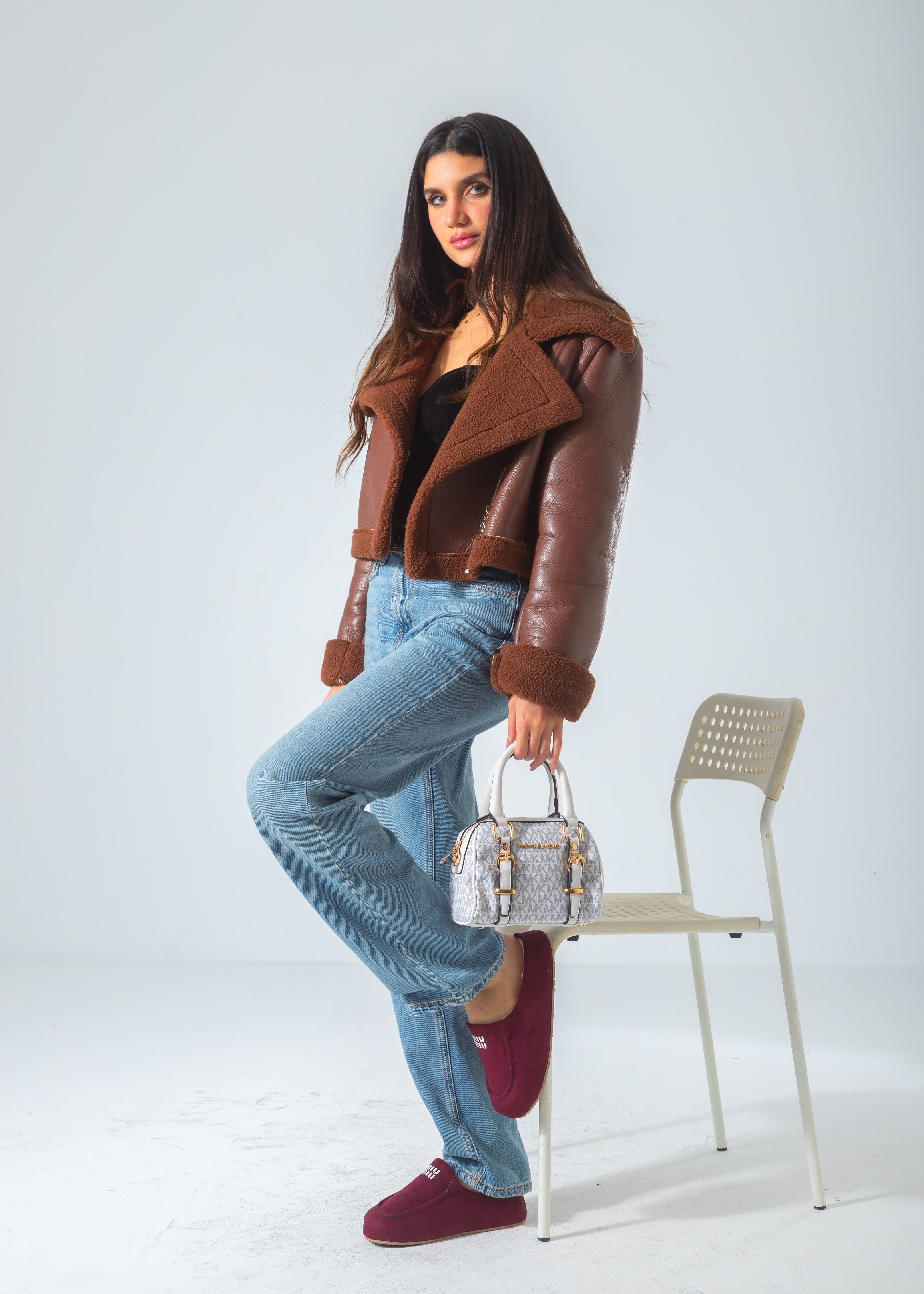 Buckled Mini Duffle Satchel Bag-off-white