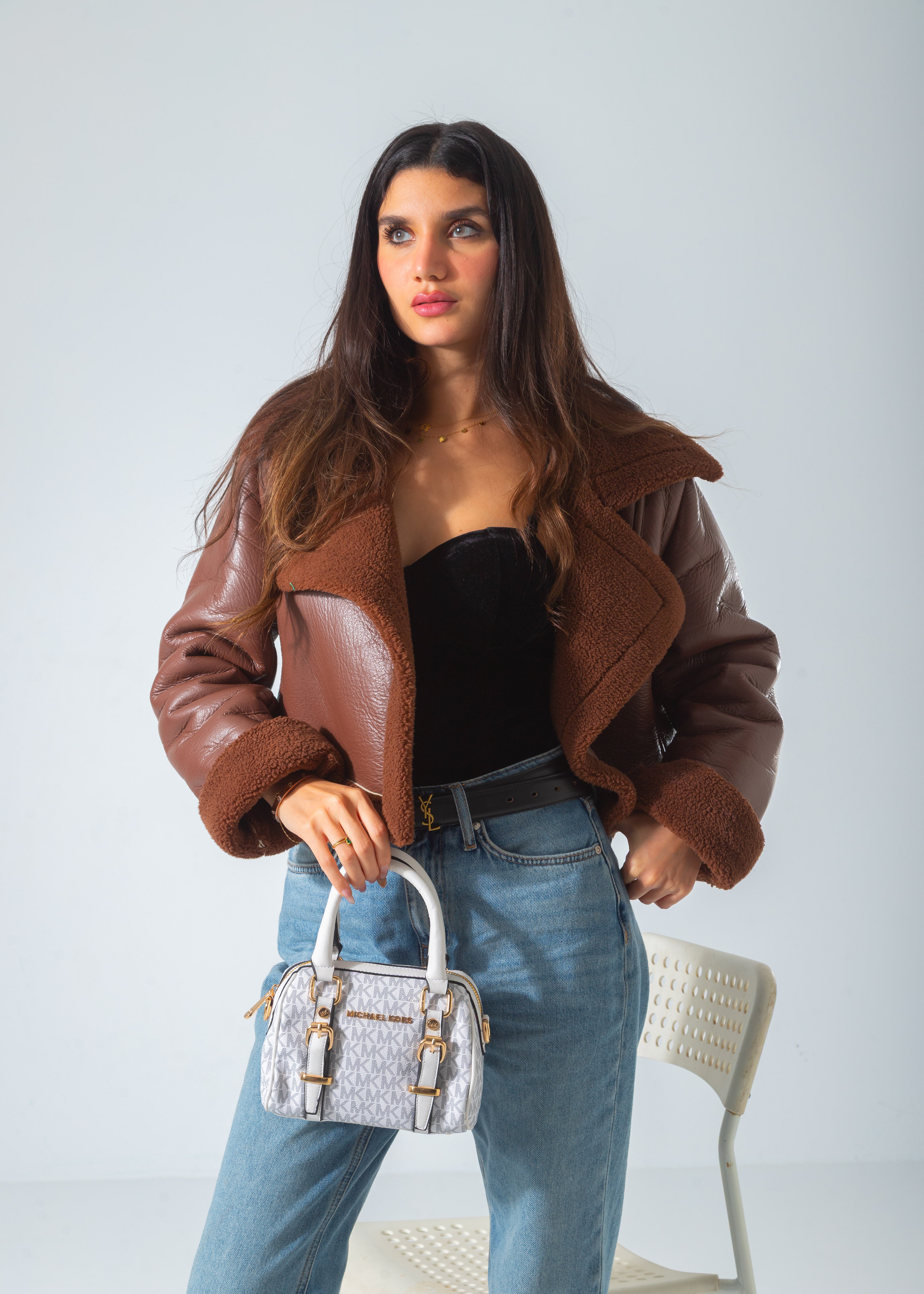 Buckled Mini Duffle Satchel Bag-off-white