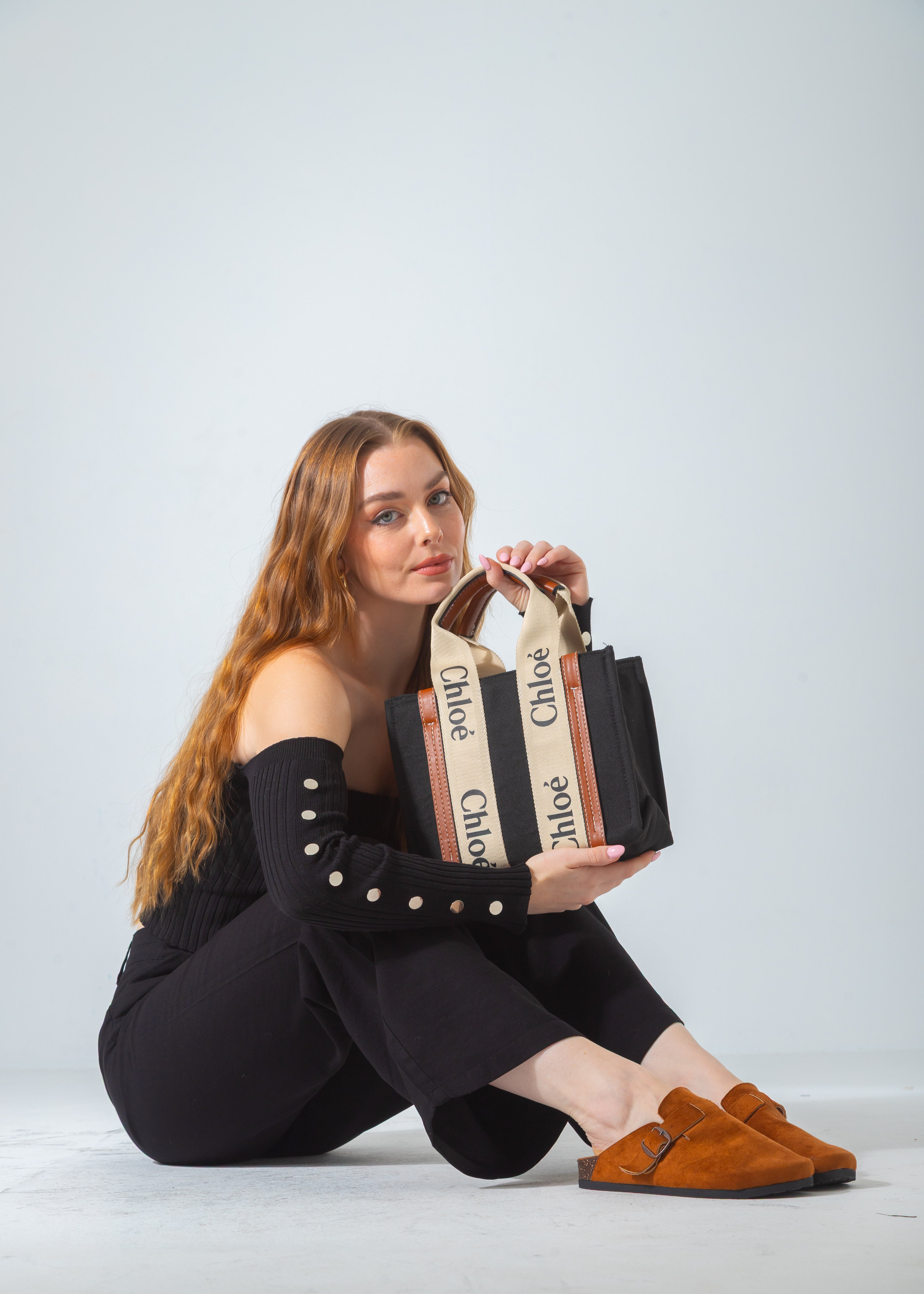 Woody Canvas Tote Bag-black