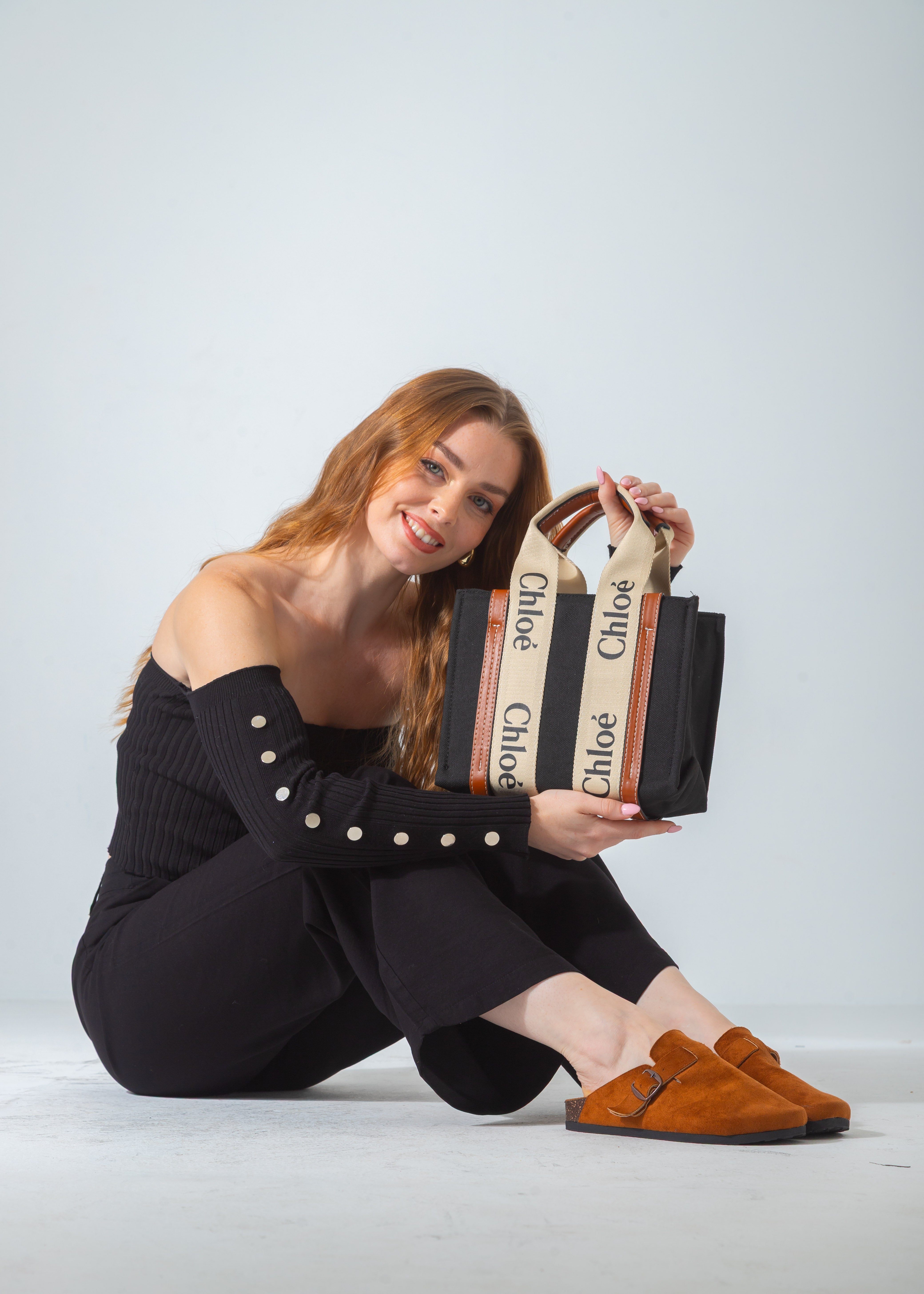 Woody Canvas Tote Bag-black