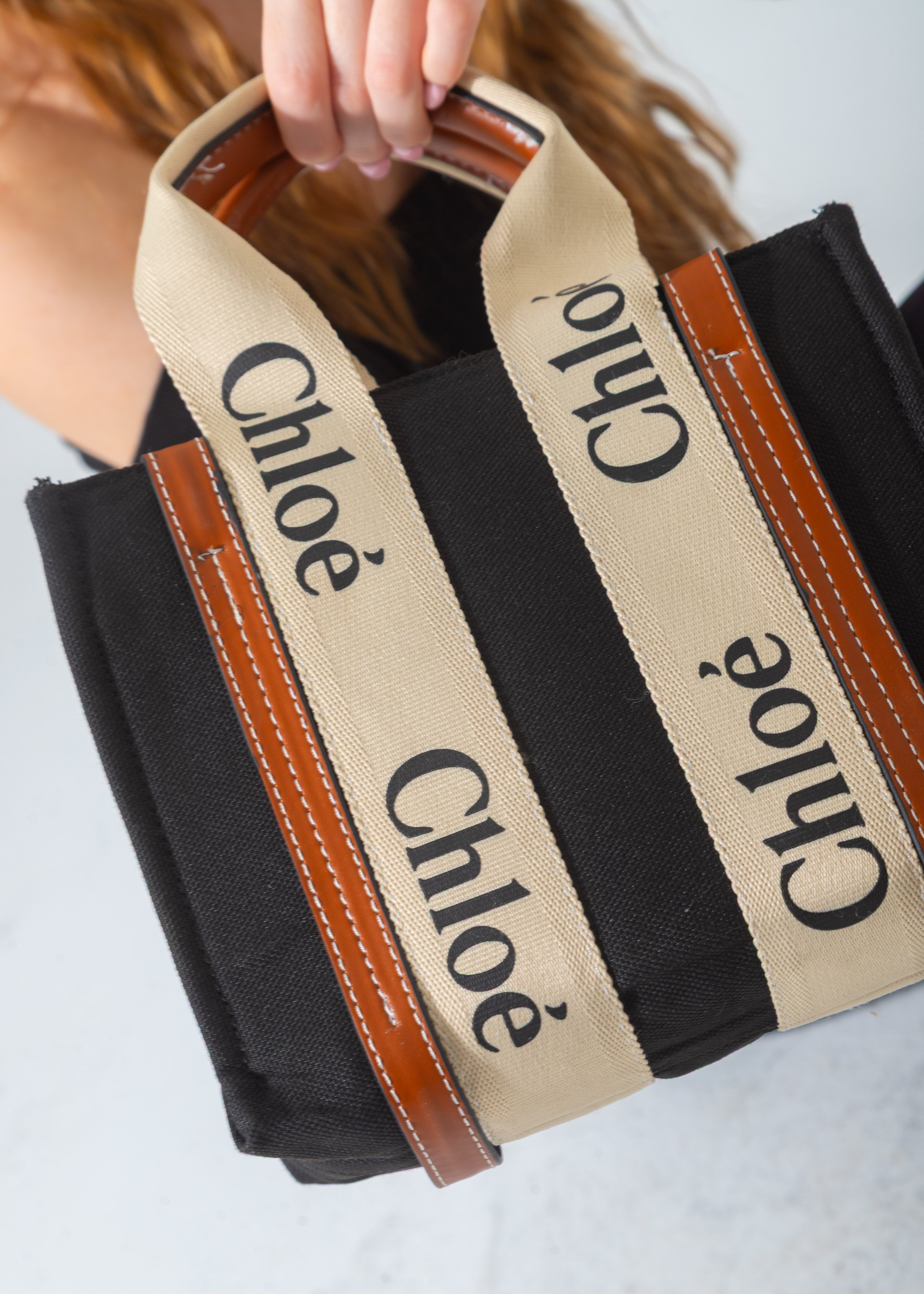 Woody Canvas Tote Bag-black