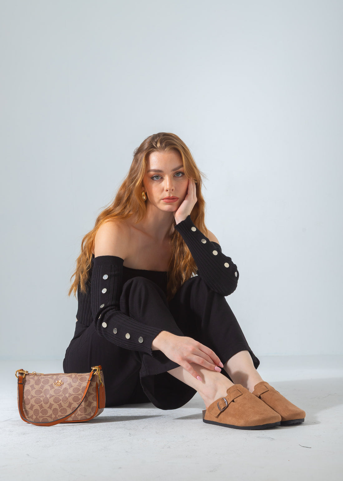 Suede Buckle Clog-cafe